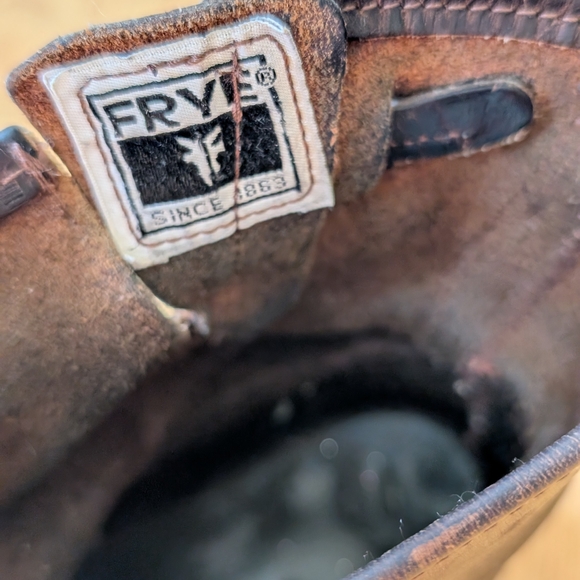 Frye Brown Leather moto Boots 7 made USA - Picture 9 of 9